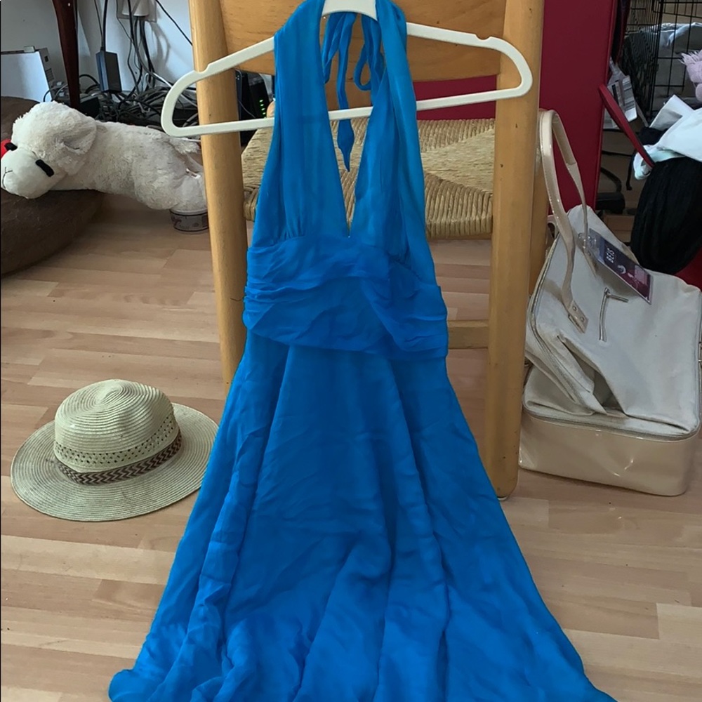 Alluring sea blue backless dress
